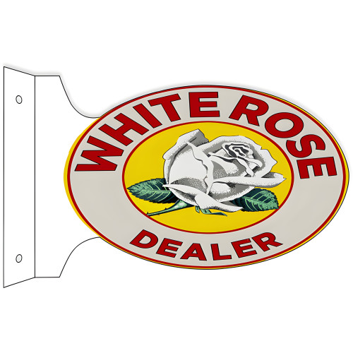 White Rose Dealer Double Sided Flange Metal Sign - 12" x 18"