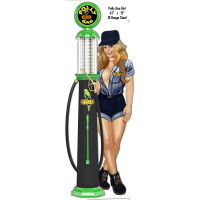 Pin Up Girl Gas Pump Reproduction Metal Sign - 15" x 42"