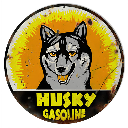 Husky Gasoline Metal Sign - 14" Round