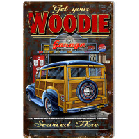 Woodie Service Garage Vintage Looking Gas Station Metal Sign - 12" x 18"
