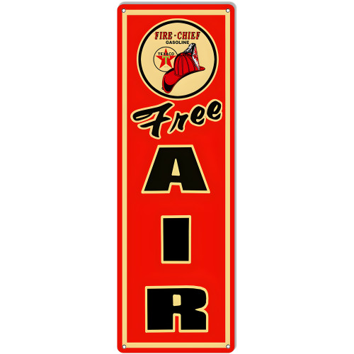 Texaco Free Air Gasoline Metal Sign - 6" x 18"