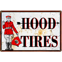 Distressed Hood Tire Reproduction Garage Shop Metal Sign - 12" x 18"