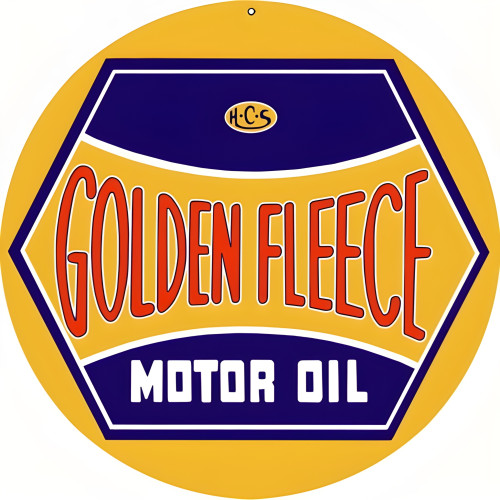 Golden Fleece Motor Oil Metal Sign - 18" Round