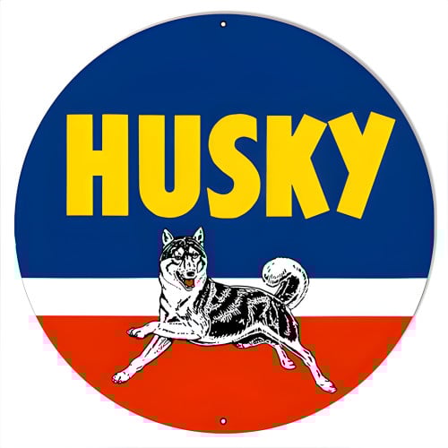 XL Husky Motor Oil Gas Station Metal Sign - 30" Round