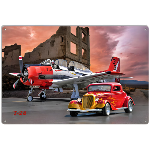 T28 And A Rat Rod Metal Sign - 12" x 18"