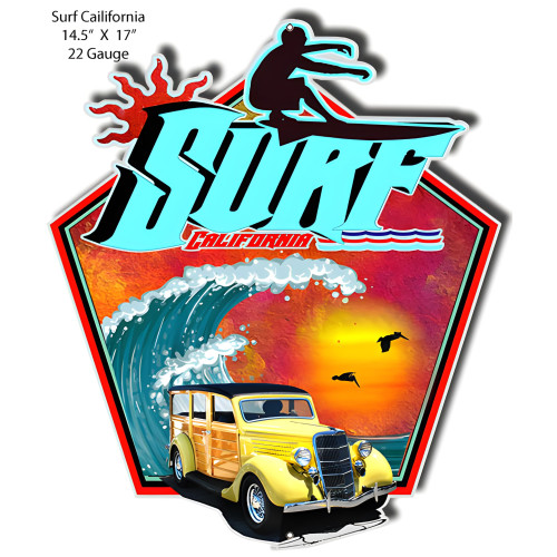 Surf California Metal Sign - 14.5" x 17"