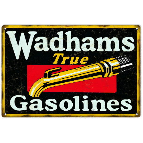 Wadhams True Gasoline Metal Sign - 12" x 18"
