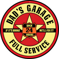 Full Service 24 Hours Gas Station Metal Sign - 14" Round