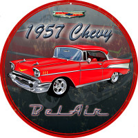 1957 Chevy Bel Air Garage Metal Sign - 14" Round