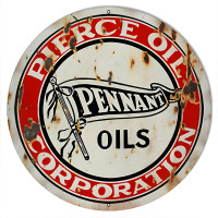 Pierce Oil Gas Station Reproduction Aged Looking Metal Sign - 14" x 14"