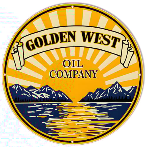 Golden West Motor Oil Metal Sign - 30" Round