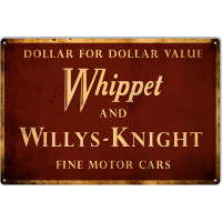 Whippet And Willis-Knight Motor Cars Garage Shop Metal Sign - 16" x 24"