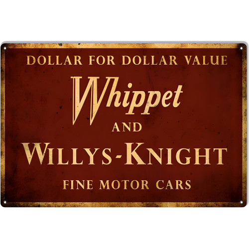 Whippet And Willis-Knight Motor Cars Garage Shop Metal Sign - 16" x 24"