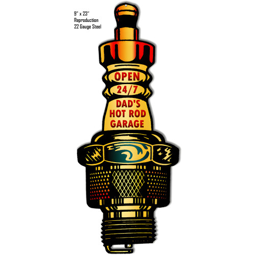 Dad's Garage Open 24/7 Metal Sign - 9" x 23"