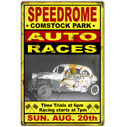 Speedrome Comstock Park Races Motor Speedway Metal Sign - 12" x 18"
