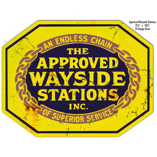 Approved Wayside Stations Garage Shop Metal Sign - 16.5" x 21.5"
