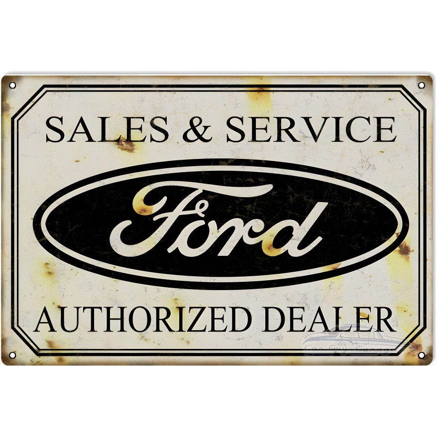 Ford Sales & Service Authorized Dealer Metal Sign - 16" x 24" Ford Sales & Service Authorized Dealer Metal Sign - 16" x 24"