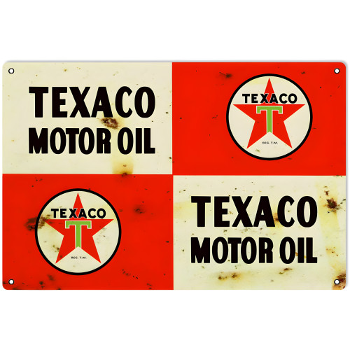Texaco Motor Oil Metal Sign - 16" x 24"