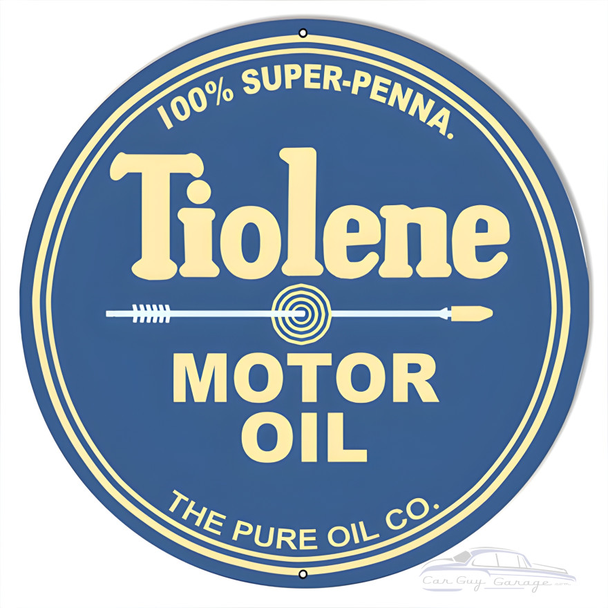 Tiolene 100% Super-Penna Motor Oil Metal Sign - 24" Round Tiolene 100% Super-Penna Motor Oil Metal Sign - 24" Round