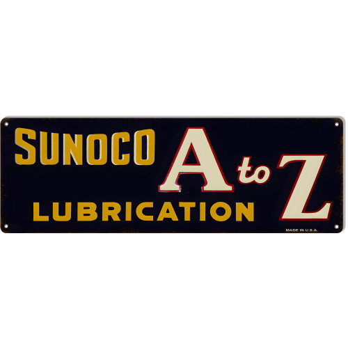 Sunoco A To Z Lubrication Metal Sign - 6" x 18"