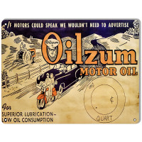 Oilzum Low Oil Consumption Metal Sign - 9" x 12"
