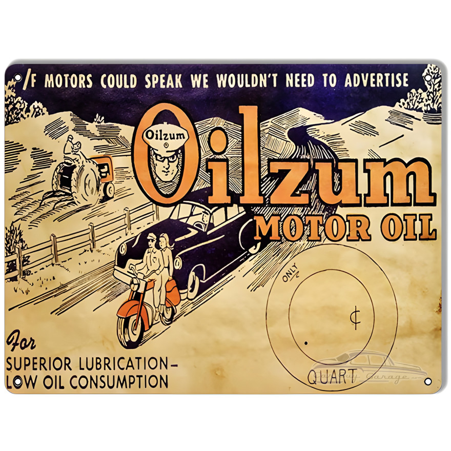 Oilzum Low Oil Consumption Metal Sign - 9" x 12" Oilzum Low Oil Consumption Metal Sign - 9" x 12"