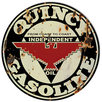 Quincy Gasoline Reproduction Metal Sign - 30" round