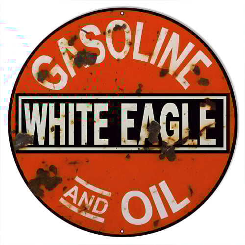 White Eagle Gas And Oil Metal Sign - 24" Round