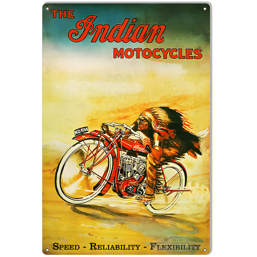 Indian Motocycles Speed Reliability Flexibility Metal Sign - 12" x 18" Indian Motocycles Speed Reliability Flexibility Metal Sign - 12" x 18"