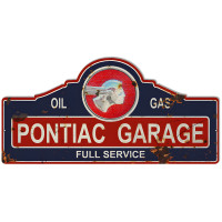 Distressed Pontiac Garage Shop Metal Sign - 23" x 11.25"