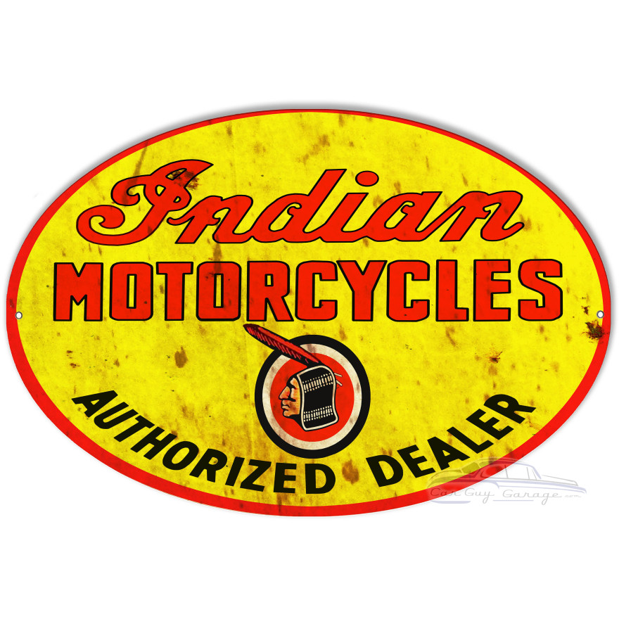 Indian Motorcycle Authorized Dealer Vintage Metal Sign - 23.5" x 15" Indian Motorcycle Authorized Dealer Vintage Metal Sign - 23.5" x 15"