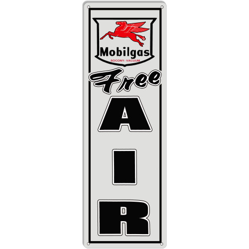 Mobilgas Free Air Metal Sign - 6" x 18"