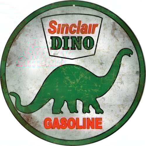 Sinclair Dino Gasoline Metal Sign - 14" Round