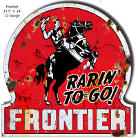Frontier Gas and Motor Oil Reproduction Metal Sign - 23.5" x 24"