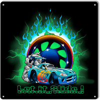 Let It Slide Drifting Racing Metal Sign - 12" x 12"