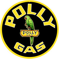 Polly Gas Station Metal Sign - 14" Round