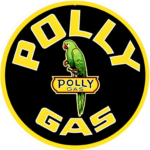 Polly Gas Station Metal Sign - 14" Round