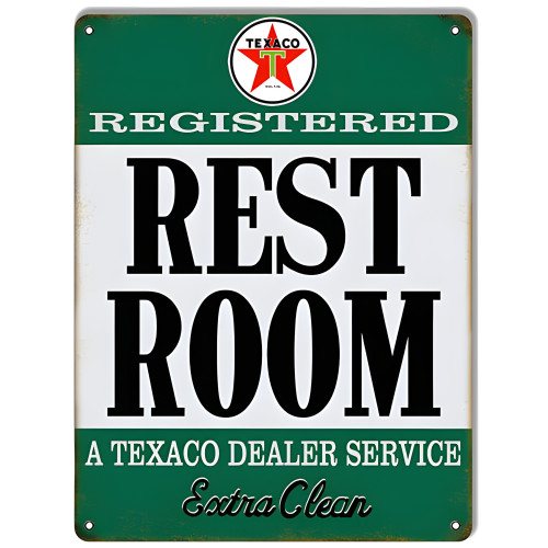 Texaco Extra Clean Restroom Gas Station Metal Sign - 9" x 12"