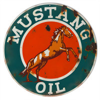 Mustang Motor Oil Metal Sign - 24" Round