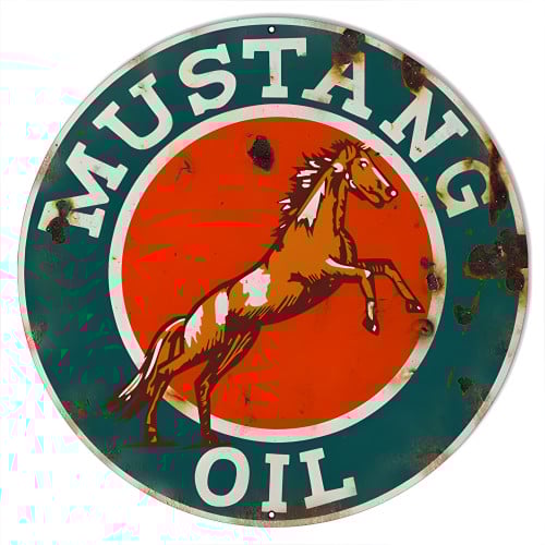 Mustang Motor Oil Metal Sign - 24" Round
