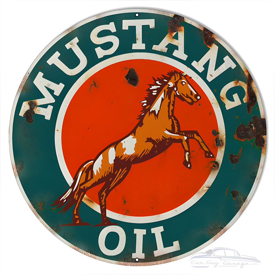 Mustang Motor Oil Metal Sign - 24" Round Mustang Motor Oil Metal Sign - 24" Round