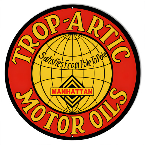 Trop Artic Motor Oils Metal Sign - 14" Round