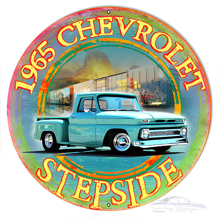 1965 Chevrolet Stepside Metal Sign - 14" x 14" 1965 Chevrolet Stepside Metal Sign - 14" x 14"