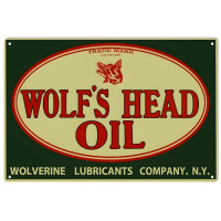 Wolf's Head Oil Wolverine Lubricants Company Metal Sign - 12" x 18"