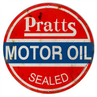 Pratts Motor Oil Metal Sign - 18" Round