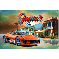 Jaguar Classic Car Man Cave Vintage Looking Metal Sign - 12" x 18"