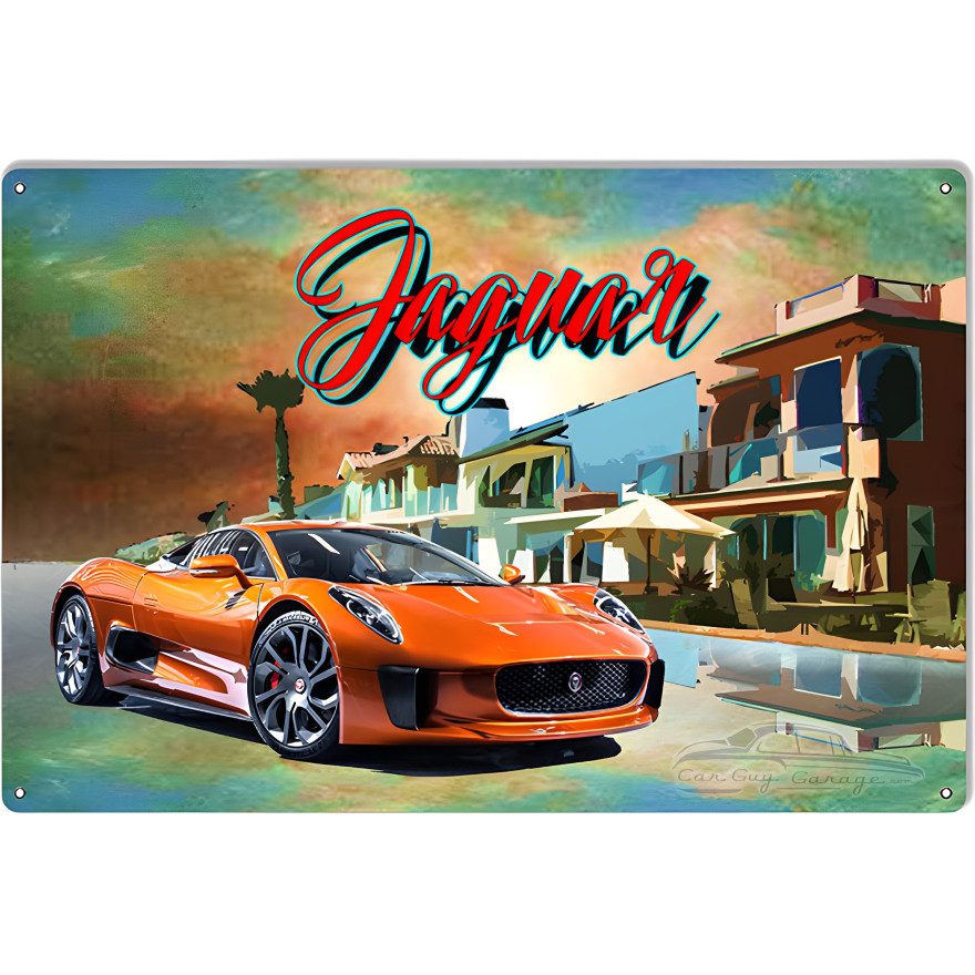 Jaguar Classic Car Man Cave Vintage Looking Metal Sign - 12" x 18" Jaguar Classic Car Man Cave Vintage Looking Metal Sign - 12" x 18"
