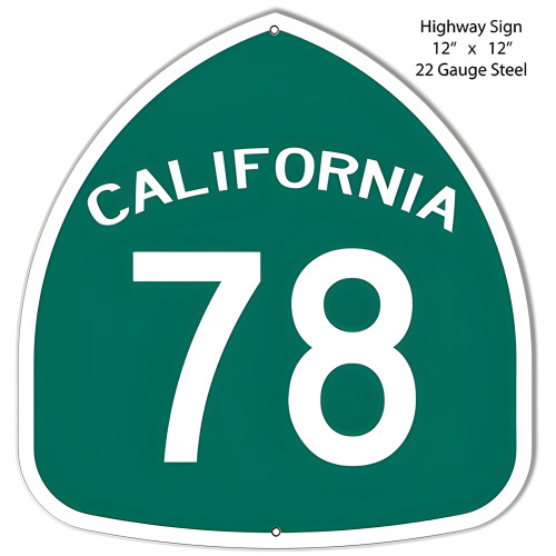 78 California Highway Metal Sign - 12" x 12"