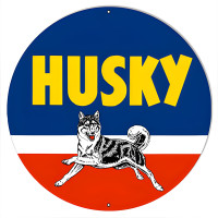 Husky Motor Oil Gas Metal Sign - 14" Round