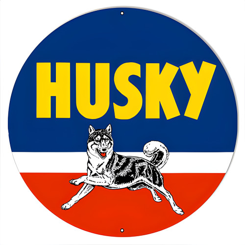 Husky Motor Oil Gas Metal Sign - 14" Round